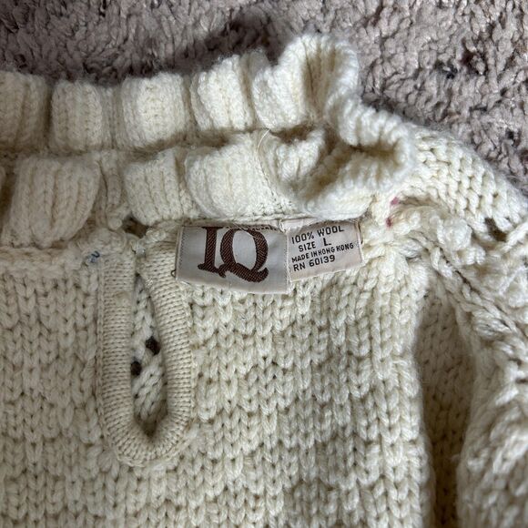 Vintage Cream Sweater Womens Large Boho Granola Ethereal Wool Ruffle 80s Y2K 90s - Picture 3 of 13